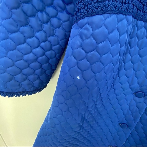 Vintage St. Michael Sz 38 Blue Housecoat Robe Quilted Britain - Picture 3 of 16